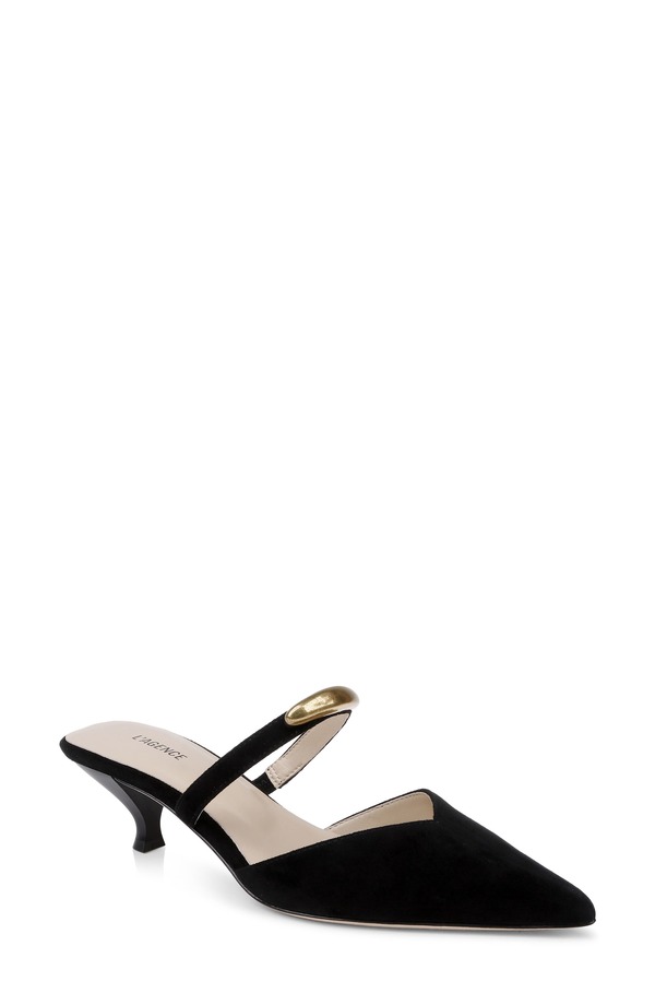 ラジャンス レディース シューズ ヒール L'AGENCE Catania Mule Black Suede ブラック