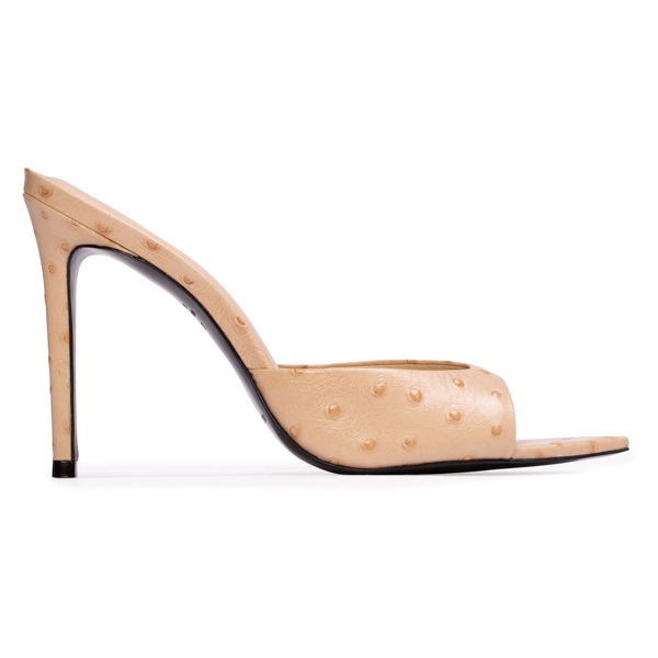 ブラックスエードスタジオ レディース シューズ サンダル BLACK SUEDE STUDIO Brea Ostrich Mule Nude Ostrich Leather｜ReVida 店