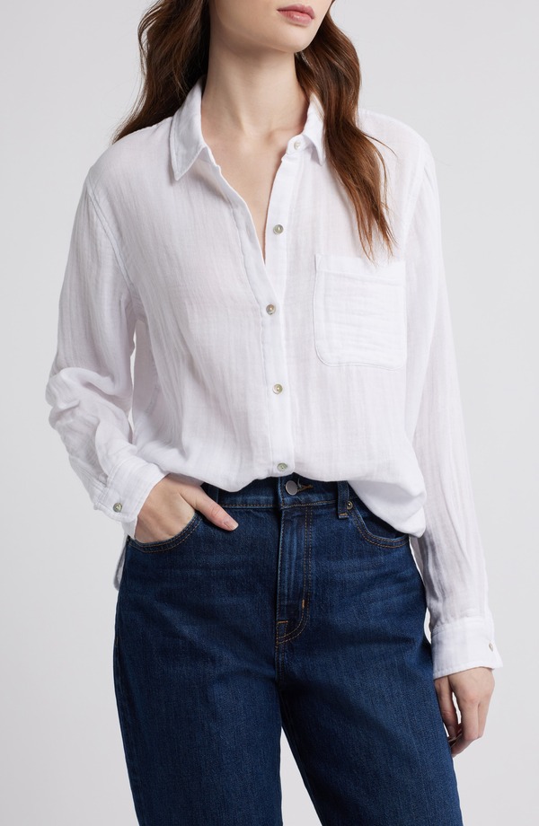 レイルズ レディース トップス シャツ コットン Rails Ellis Cotton Gauze Button-Up Shirt White ホワイト