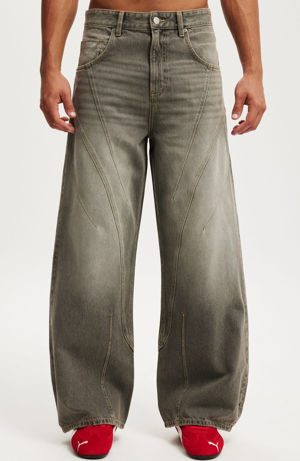 コットンオン メンズ ボトムス デニムパンツ Cotton Men\'super Baggy Balloon Jean Seam Steel Grey グレー