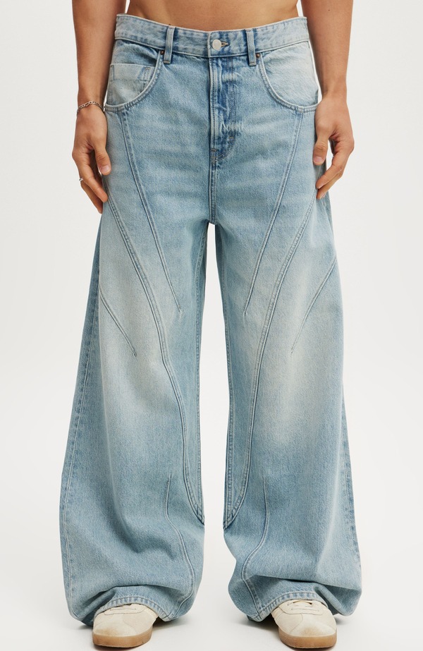 コットンオン メンズ ボトムス デニムパンツ Cotton Men\'super Baggy Balloon Jean Seam Vision Blue ブルー