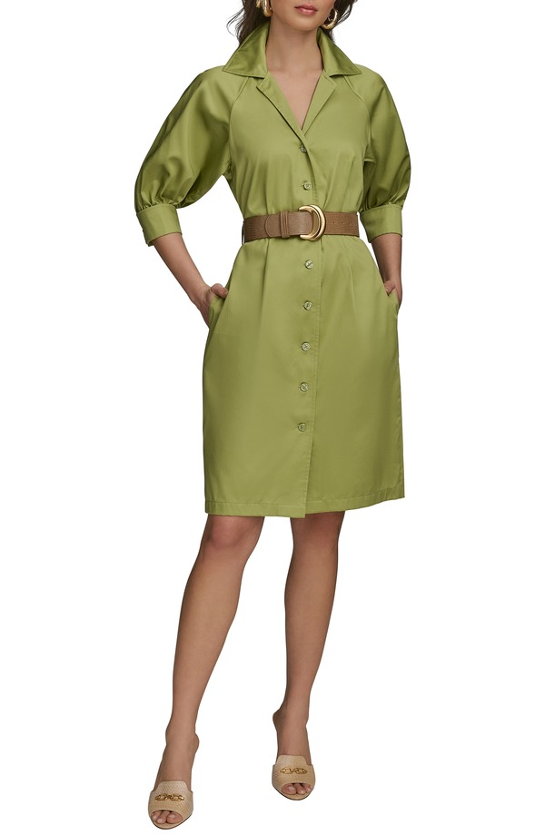 ダナ キャラン ニューヨーク州 レディース トップス 衣装 プルオーバー Donna Karanew York Belted Shirtdress Kiwi