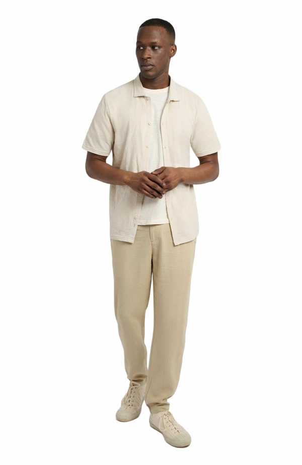 オニア メンズ トップス シャツ Onia Slub Short Sleeve Button-up Shirt Stone ストーン|ReVida 店