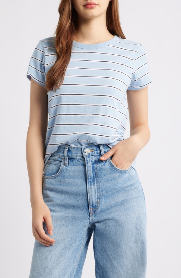 ラグアンドボーン レディース トップス プルオーバー rag \u0026 bone The Slub Stripe T-Shirt Light Blue Multi 青色