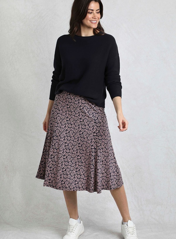 ウィアードフィッシュ レディース ボトムスカート プリント ミディ ジャージー Weird Fish Romaro Printed Jersey Midi Skirtea Rose｜ReVida 店