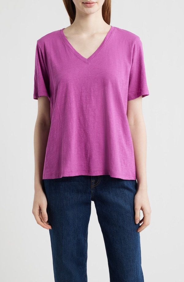 エイリーンフィッシャー レディース トップス Tシャツ Vネック コットン Eileen Fisher Easy V-Neck Organicotton T-Shirt Grape グレープ