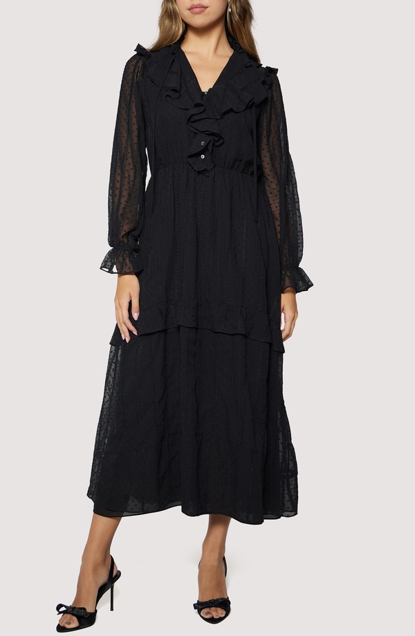 ロストアンドワンダー レディース トップス ワンピース マキシ Lost + Wander Poetic Essence Long Sleeve Maxi Dress Black ブラック
