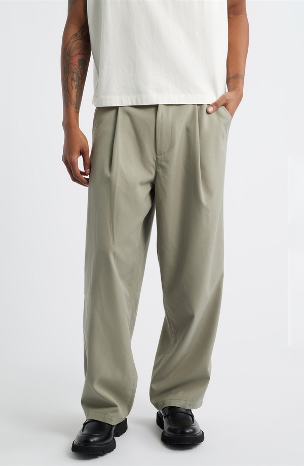 オベイ メンズ ボトムス 心地好いズボン下 筋目 Obey Otis Pleated Twill Pants Dried Sage サルヴィア