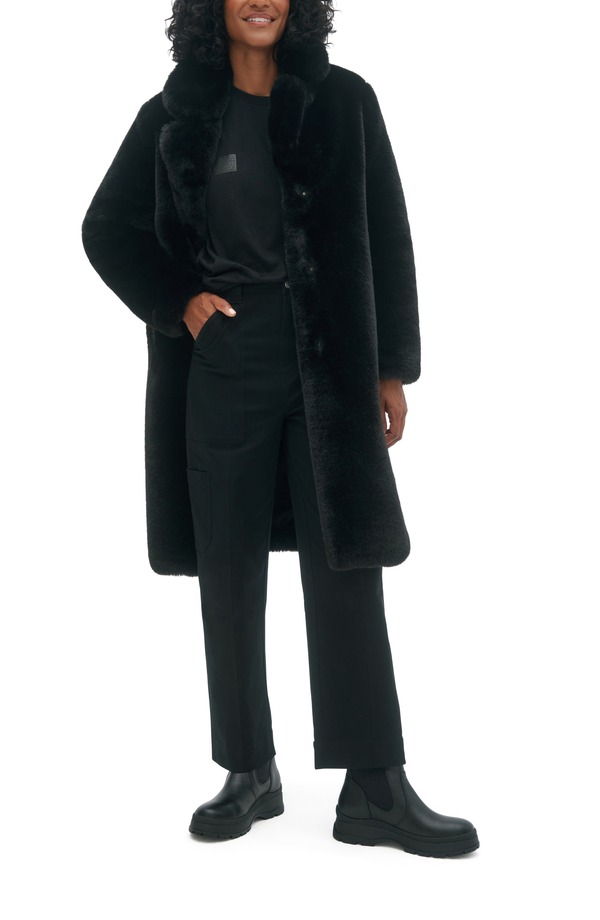 ノイズ レディース アウター ジャケット・ブルゾン コート Noize Savannah Faux Fur Longline Coat Black ブラック