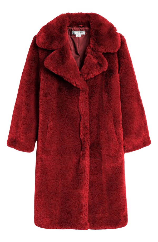 ノイズ レディース アウター ジャケット・ブルゾン コート Noize Savannah Faux Fur Longline Coat Red レッド