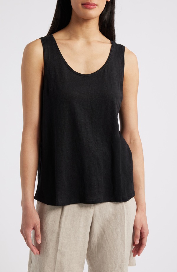 エイリーンフィッシャー レディース トップス シャツ リネン Eileen Fisher Organic Linen Tank Black ブラック