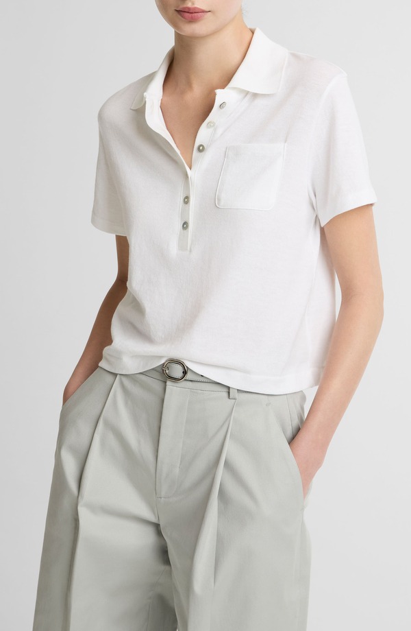 ヴィンス レディース トップス スポーツシャツ 綿織物 Vince Pocket Crop Cotton Poloptic White 白いこと