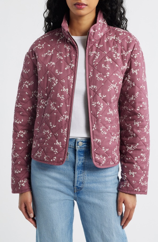 リーヴァイズジーンズ レディース アウター 上衣・上衣 キルティング 綿織物 Levi\u0027s Quilted Cotton Jacket Red White Floral 白いこと レディースファッション-コート・ジャケット