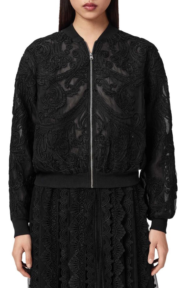オールセインツ レディース アウター ジャケット・ブルゾン 刺繍 AllSaints Jadembroidered Bomber Jacket Black ブラック