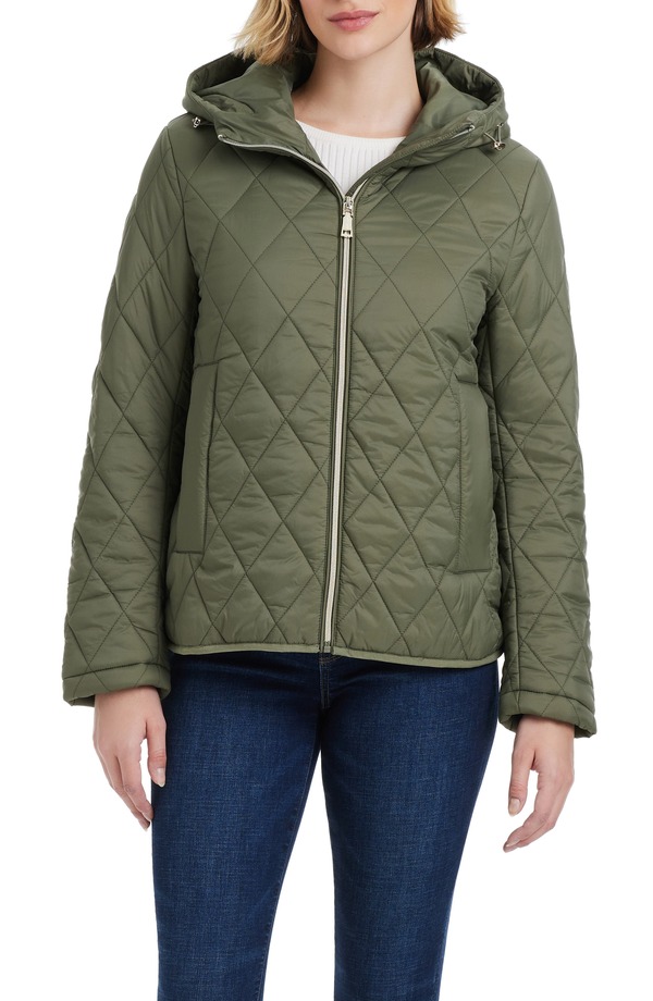 ヴィンスカムート レディース アウター ジャケット・ブルゾン キルティング Vince Camuto Wateresistant Hooded Quilted Jacket Light Olive オリーブ