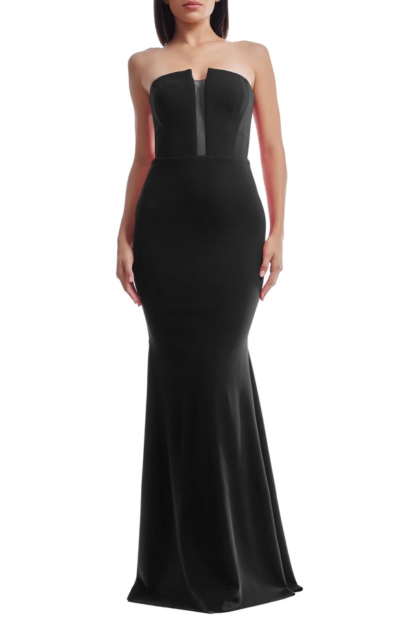 ドレスザポプレーション レディース トップス ワンピーストラップレス Dress the Population Izzy Strapless Mermaid Gown Black ブラック