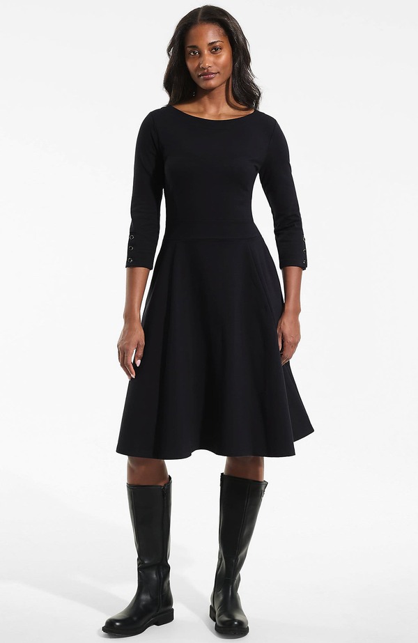 ランズエンド レディース トップス ワンピース Lands' End Starfish 3/4 Sleeve Dress Black ブラック