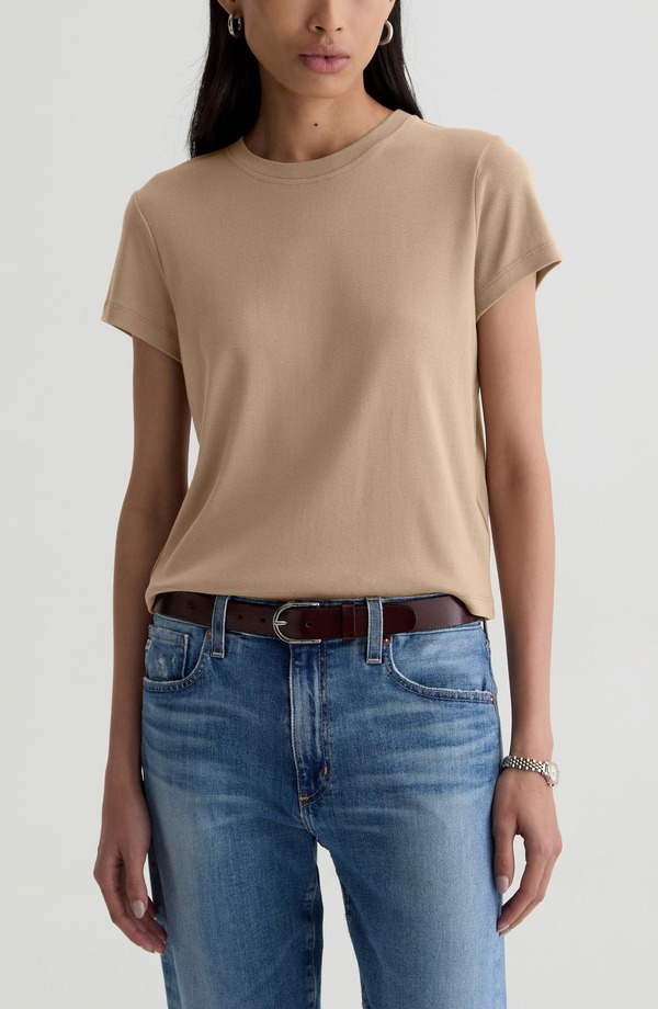 エージー レディース トップス Tシャツ AG Sadie Crop T-Shirt Khaki Sand カーキ