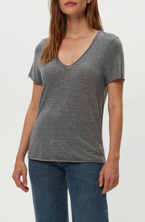 マイケルスターズ レディース トップス Tシャツ Vネック Michael Stars Vera Roll Edge V-Neck T-Shirt Charcoal チャコール