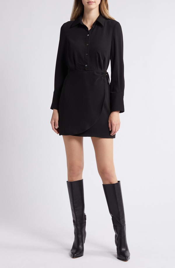 サムエデルマン レディース トップス ワンピース シャツ Sam Edelman Long Sleeve Sheath Shirtdress Black ブラック