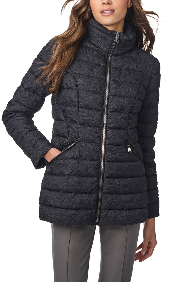 ベルナルド レディース アウター ジャケット・ブルゾン Bernardo Jacquard Puffer Jacket Black ブラック