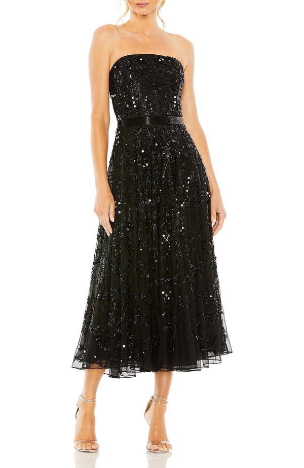 マックダガル レディース トップス ワンピース A ライン ストラップレス Mac Duggal Hand Embellished Strapless A Line Dress Black ブラック