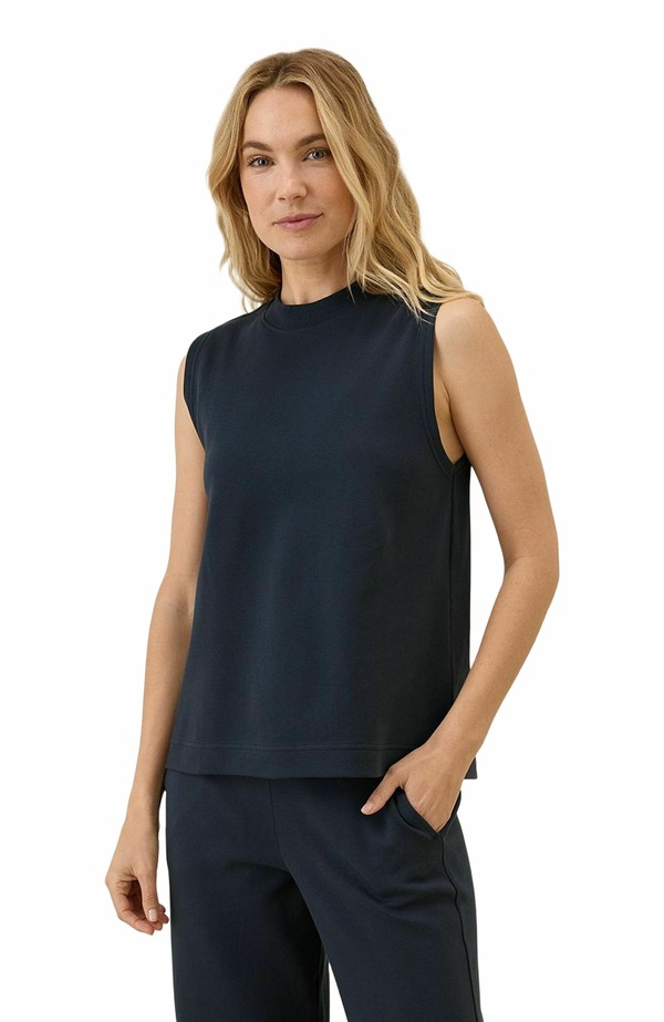パクト レディース トップス シャツ モックネック コットン Pact Organicotton Airplane Mock Neck Shell Midnight Blue ブルー｜ReVida 店