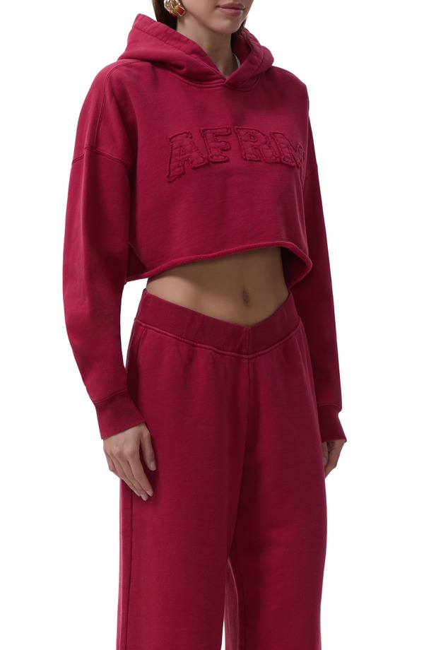 エーエフアールエム レディース アウター パーカー・スウェット 綿織物 AFRM Darius Crop Cotton Hoodie Rio Red 赤いこと