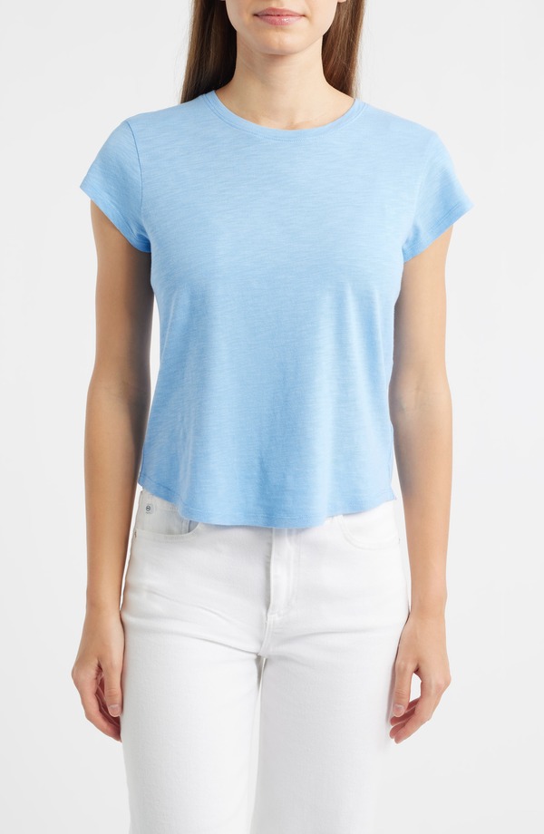 ベラダール レディース トップス Tシャツ コットン Bella Dahl Cotton Blend Slubaby Tee Tidal Blue ブルー｜ReVida 店