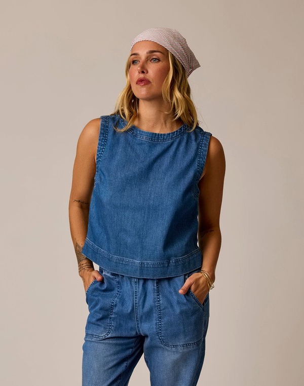 カーブデザイン レディース トップス シャツ デニム Carve Designsusie Denim Tank Magnolia デニム｜ReVida 店