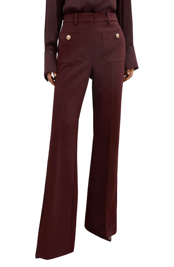 レイス レディース ボトムス レギンス フレア パンツ Reiss Parisa Flare Leg Pants Dark Red レッド