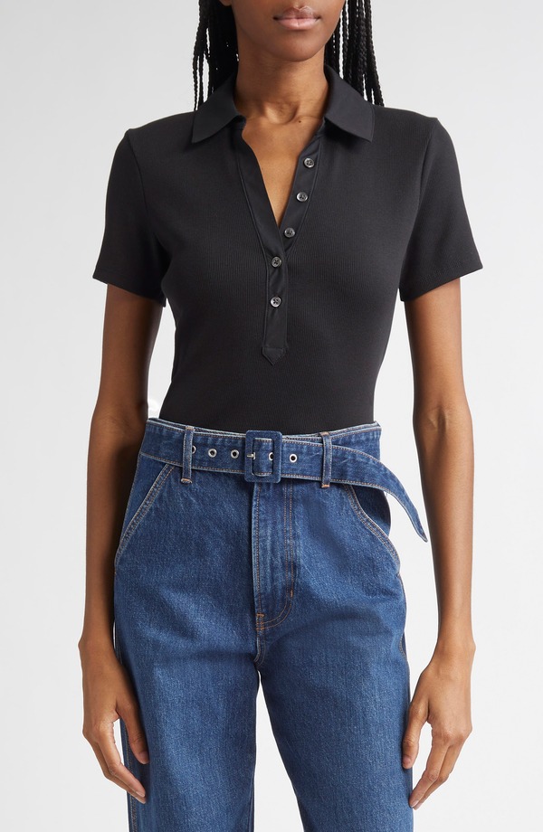 ヴェロニカ ベアード レディース トップス スポーツシャツ 綿織物 Veronica Beard Kearney Stretch Cotton Polo Black 黒いこと