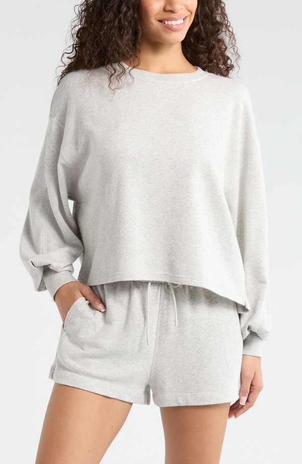 ゼラ レディース アウター パーカー・スウェット クルーネック パイル シャツ Zella Go Easy French Terry Crewneck Sweatshirt Grey Light Heather グレー|ReVida 店