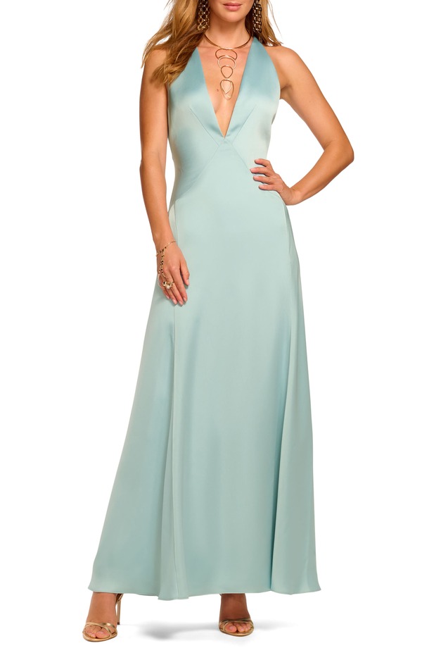レイミー ブルック レディース トップス ワンピース Ramy Brook Belle Plunge Neck Gown Moonstone Blue ブルー