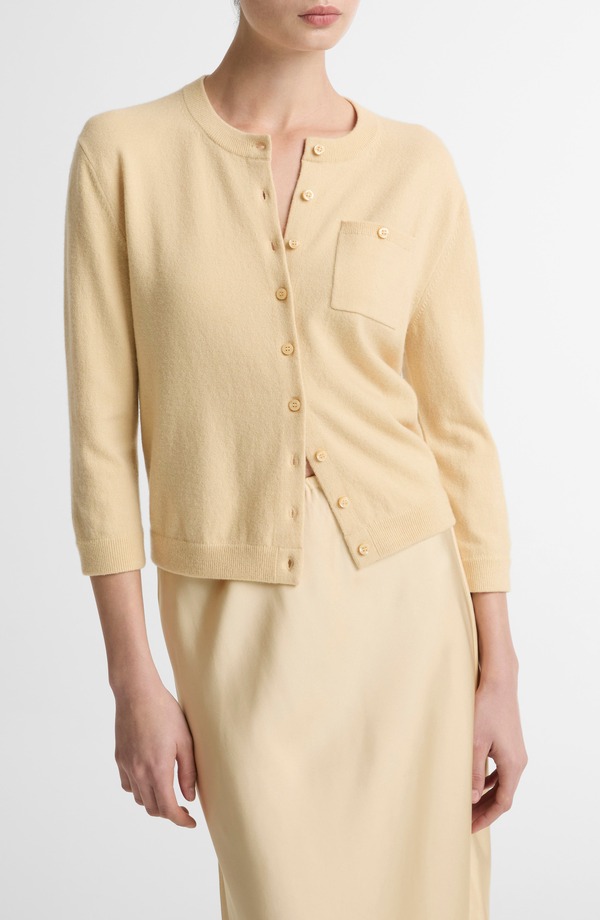 ヴィンス レディース アウター パーカー・スウェット ウール カーディガン Vince Pocket Wool & Cashmere Blend Cardigan Chamomile
