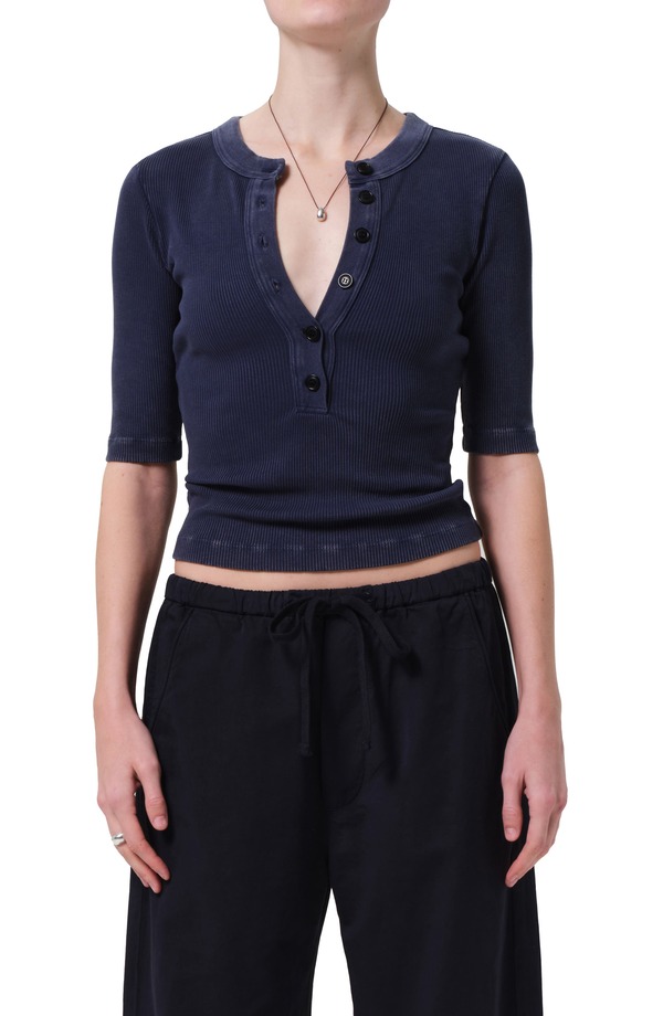 シチズンズ オブ ヒューマニティ レディース トップス シャツ Citizens of Humanity Nali Mineral Wash Elbow Sleeve Henley Mineral Navy ネイビー|ReVida 店