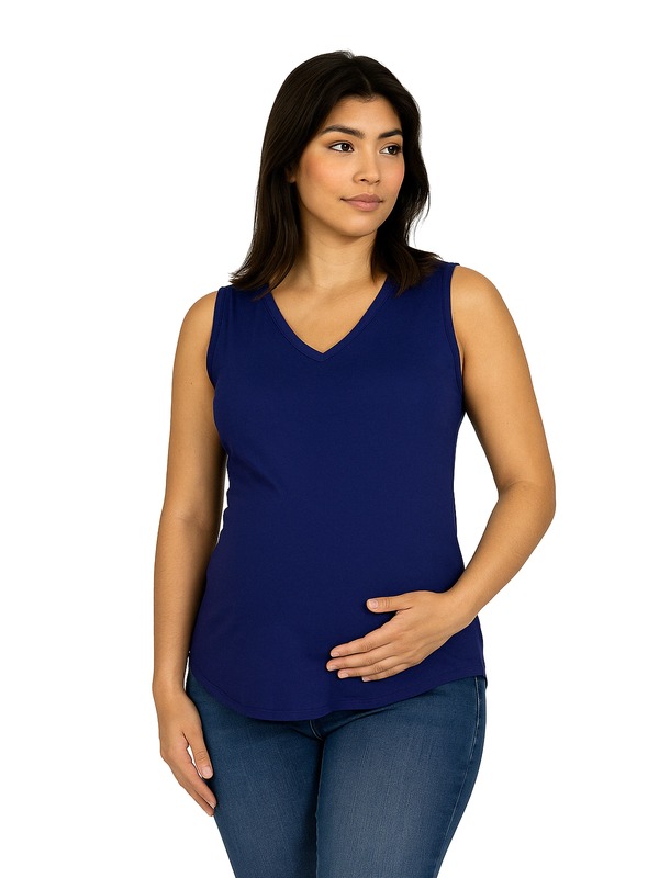 24 セブンコンフォート レディース トップス シャツ Vネック マタニティ 24seven Comfort Apparel Maternity V-Neck Tunic Tank Top with Round Hemline Navy ネイビー