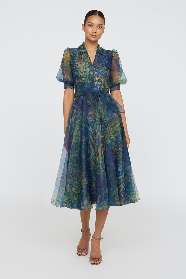 セイア レディース トップス ワンピース シャツ Theia Winnie Puff Sleeve Shirt Dress Herbarium