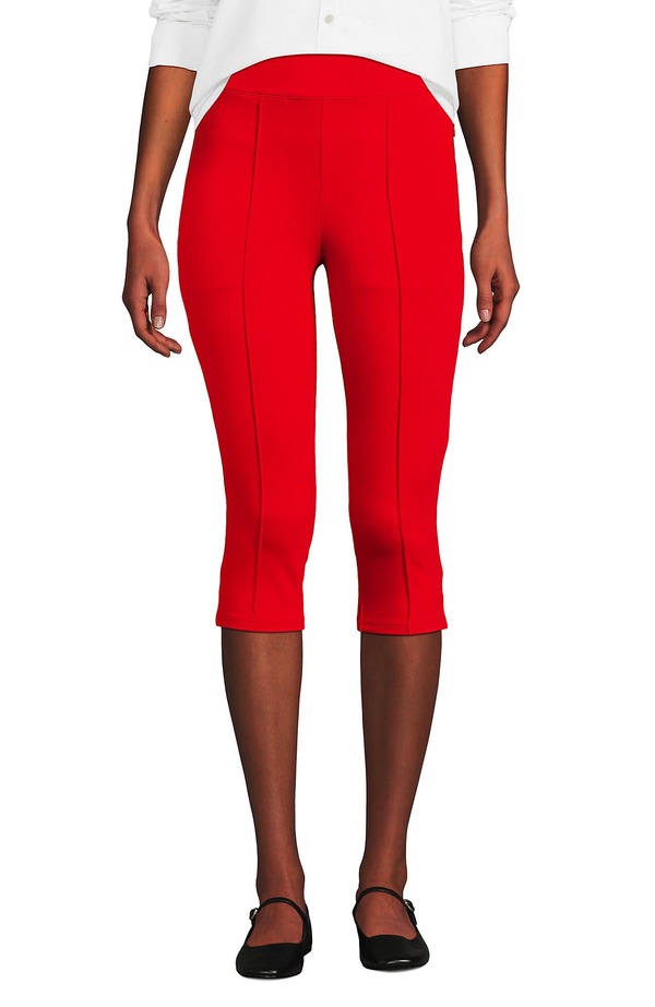 ランズエンド レディース ボトムス ハーフパンツ・ショーツ キャップ Lands' End Starfishigh Rise Pintuck Capri Pants Coral Red レッド|ReVida 店