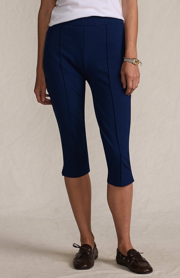 ランズエンド レディース ボトムス ハーフパンツ・ショーツ キャップ Lands' End Starfishigh Rise Pintuck Capri Pants Deep Sea Navy ネイビー|ReVida 店
