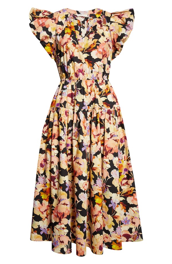 ウラ・ジョンソン レディース トップス ワンピース フラワー柄 ミディ シルク フラワー Ulla Johnson Marin Floral Silk Midi Dress Night Bloom｜ReVida 店