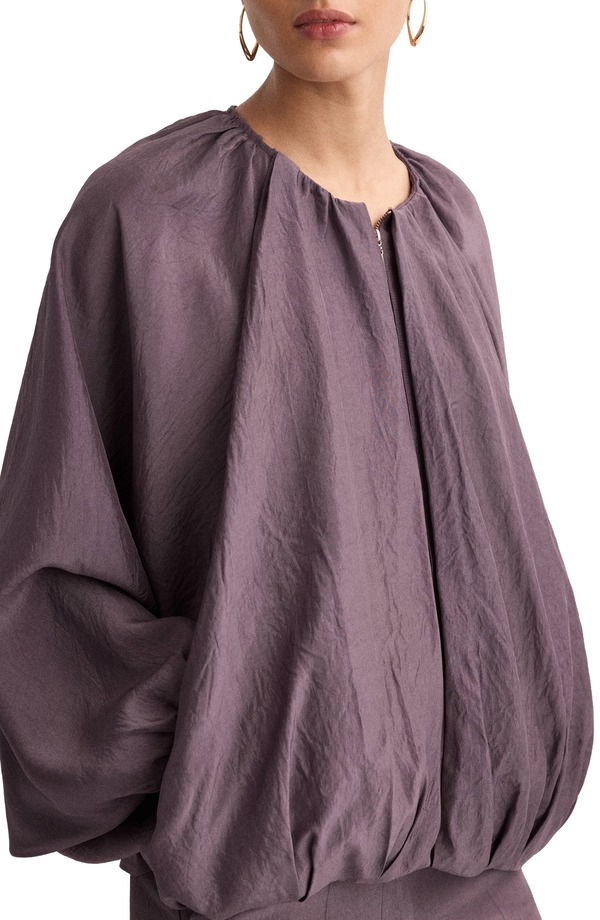 マンゴ レディース アウター ジャケット・ブルゾン MANGOversize Bubble Bomber Jacket Purple パープル