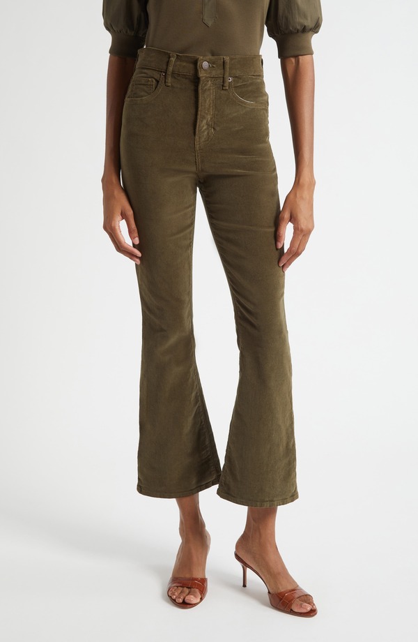 ヴェロニカ ベアード レディース ボトムス レギンス コーデュロイ ハイウエスト フレア パンツ アンクル Veronica Beard Carson High Waist Ankle Flare Leg Corduroy Pants Cypress