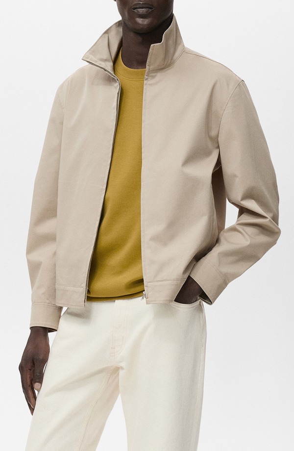 マンゴ メンズ アウター ジャケット・ブルゾン MANGO Stand Collar Zip Jacket Sand サンド