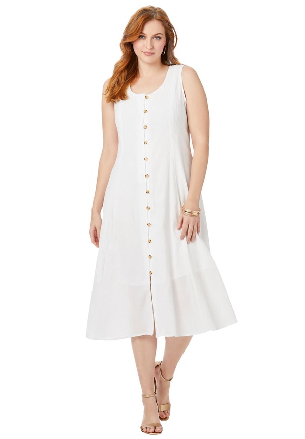 ジェシカ英国の首都 レディース トップス 衣装 名取り草落ち込む Jessica London Button Down Gauze Dress White 白いこと