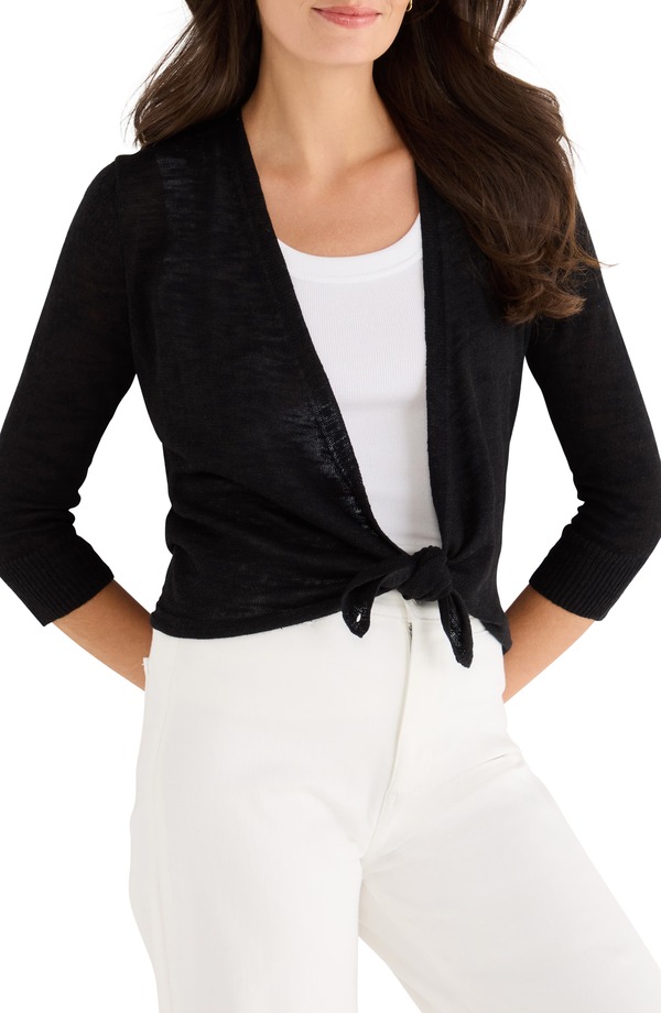 ニックプラスゾーイ レディース アウター パーカー・スウェット カーディガン ニット NIC+ZOE Slub Knit 4-Way Cardigan Black Onyx ブラック｜ReVida 店