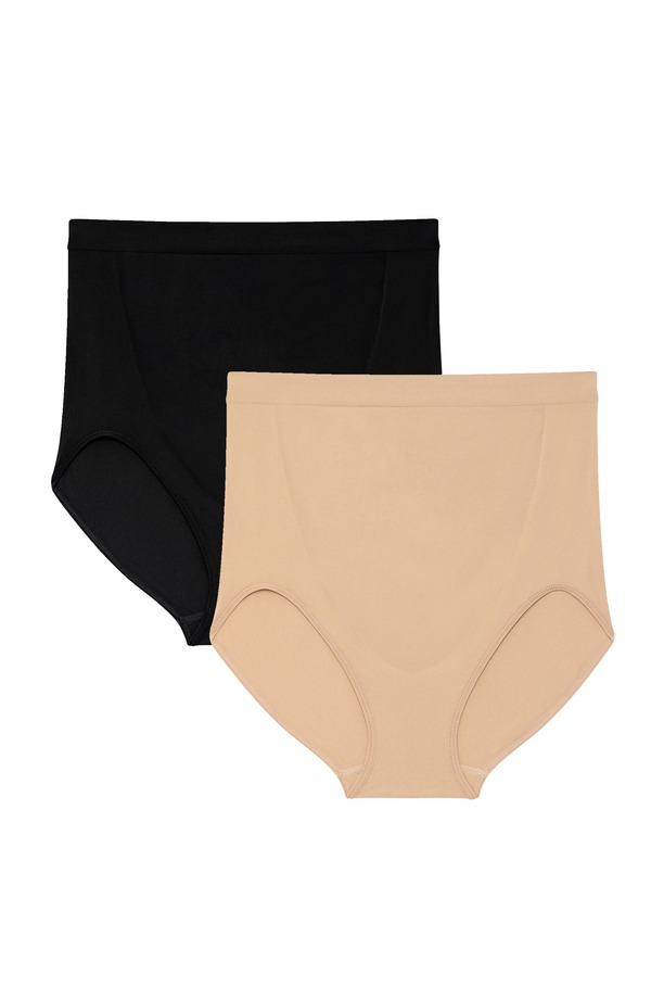 マザーフッドマタニティー レディース アンダーウェア パンツ MOTHERHOOD MATERNITY Motherhood Women's Maternity Seamless Over-the-Bumpanty 2-Pack Black And Oat ブラック
