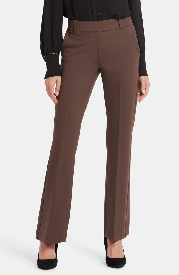 エヌワイディージェイ レディース ボトムス レギンス フレア パンツ ニット NYDJ Pull-On Flare Leg Ponte Knitrousers Coffee Bean コーヒー｜ReVida 店