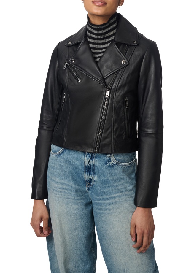 ベルナルド レディース アウター ジャケット・ブルゾン レザー Bernardo Crop Leather Moto Jacket Black ブラック