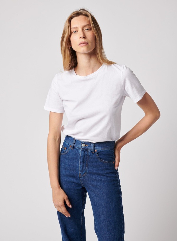 マジェスティック レディース トップス Tシャツ クルーネック シルク コットン Majestic Filatures Cotton 'Silk Touch' Short Sleeve Crewneck T-Shirt Blanc